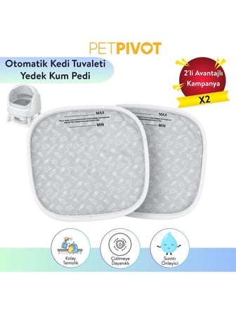 Petpivot Koku Önleyici Otomatik Kedi Tuvaleti Kum Pedi 2 Adet