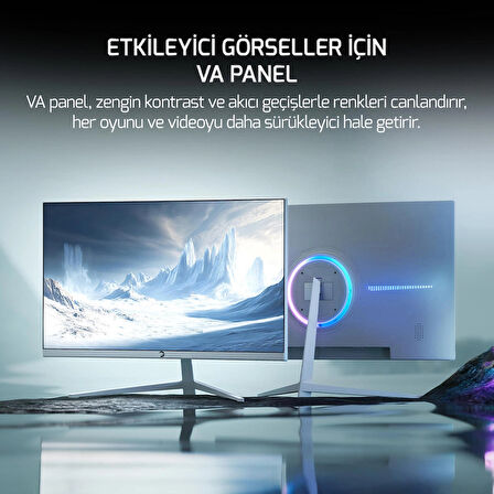 GamePower Vivid F10 24'' Curved RGB Beyaz 120Hz 1ms FHD Va Panel 2x2W Speaker Gaming Monitör (Sıfır Ölü Piksel Garantili)