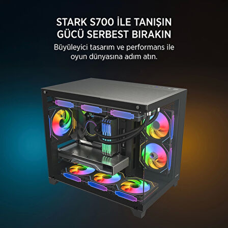 TEKNOTEG - James Donkey Stark S700 3xARGB Temperli Cam 650W 80+ Bronze mATX Siyah Gaming (Oyuncu) Kasa