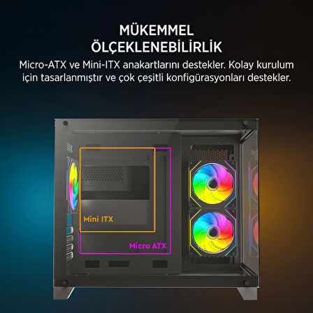 TEKNOTEG - James Donkey Stark S700 3xARGB Temperli Cam 650W 80+ Bronze mATX Siyah Gaming (Oyuncu) Kasa