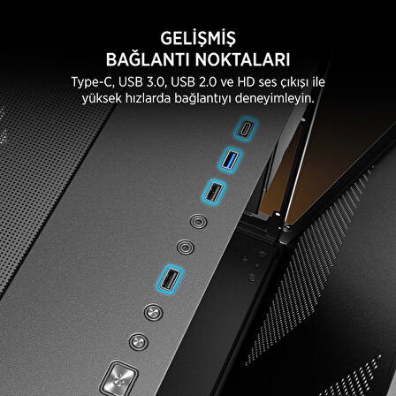 TEKNOTEG - James Donkey Stark S800 4xARGB Temperli Cam 650W 80+ Bronze ATX Siyah Gaming (Oyuncu) Kasa