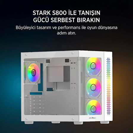 TEKNOTEG - James Donkey Stark S800 4xARGB Temperli Cam ATX Beyaz Gaming (Oyuncu) Kasa