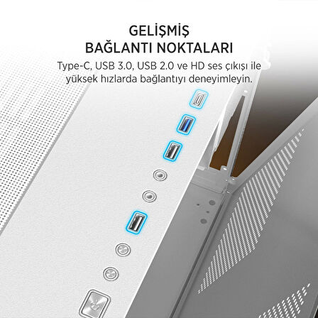 TEKNOTEG - James Donkey Stark S800 4xARGB Temperli Cam ATX Beyaz Gaming (Oyuncu) Kasa