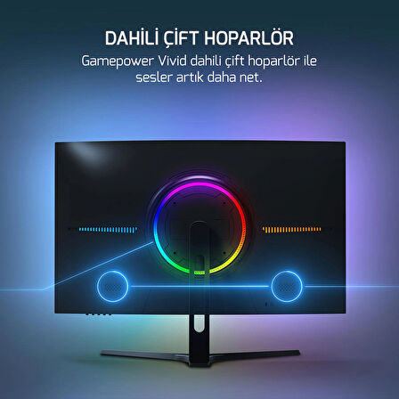 GamePower Vivid V60 27" Curved RGB 240Hz 0.5ms FHD 1500R 2x2W Speaker VA Gaming Monitör (Sıfır Ölü Piksel Garantili)