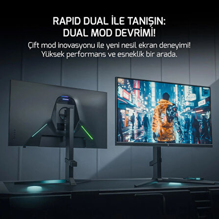 GamePower Rapid Dual 27'' 0.5ms 4K 160Hz - FHD 320Hz Fast IPS RGB Pivot Speaker Gaming Monitör (Sıfır Ölü Piksel Garantili)