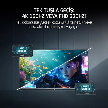 GamePower Rapid Dual 27'' 0.5ms 4K 160Hz - FHD 320Hz Fast IPS RGB Pivot Speaker Gaming Monitör (Sıfır Ölü Piksel Garantili)