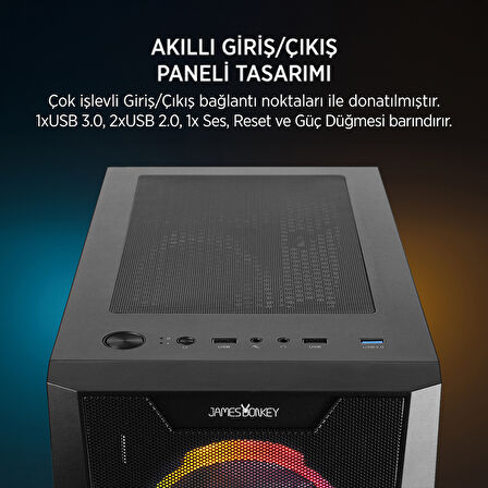 James Donkey Helix H800 4xRainbow Fan Temperli Cam 650W 80+ Bronze ATX Siyah Gaming (Oyuncu) Kasa