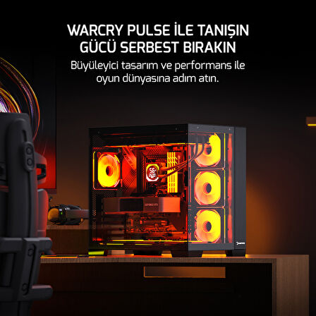 GamePower Warcry Pulse 4x12Cm ARGB Fan Temperli Cam ATX 650W 80+ Bronze Gaming Kasa