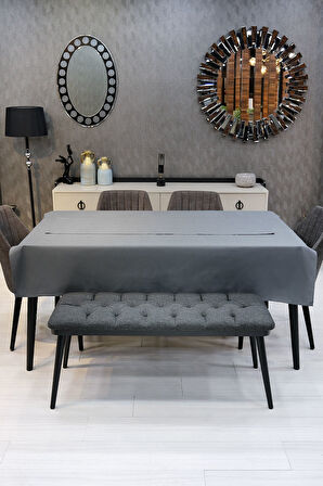 Dream 8 Parça Masa Örtüsü Seti Çeyiz seti (Salon Masa Örtüsü, Runner, 6'lı Peçete)