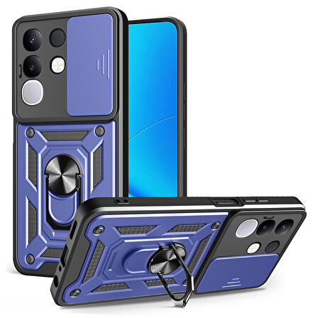 Vivo Y29 4G Kılıf Yüzüklü Standlı Manyetikli Kamera Sürgülü Armor Zırh