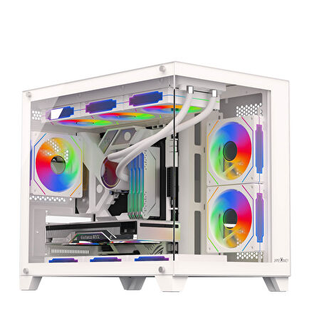 James Donkey Stark S700 3xARGB Temperli Cam 650W 80+ Bronze mATX Beyaz Gaming (Oyuncu) Kasa