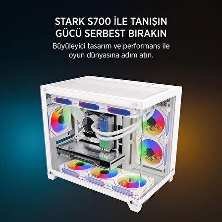 James Donkey Stark S700 3xARGB Temperli Cam 650W 80+ Bronze mATX Beyaz Gaming (Oyuncu) Kasa