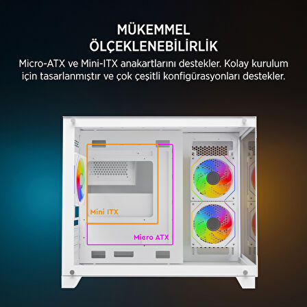 James Donkey Stark S700 3xARGB Temperli Cam 750W 80+ Bronze mATX Beyaz Gaming (Oyuncu) Kasa