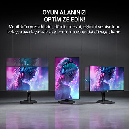 GamePower Lunis L10 24'' 165Hz 1Ms IPS FHD Pivot Gaming Monitör (Sıfır Ölü Piksel Garantili)