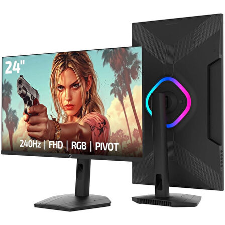 GamePower Lunis L20 24'' 240Hz 0.5Ms VA FHD RGB Pivot Gaming Monitör (Sıfır Ölü Piksel Garantili)
