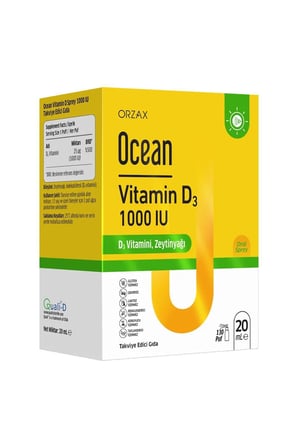 Ocean Vitamin D3 1000 IU Oral Sprey 20 ml Hakiki Zeytinyağı Yapay Aroma İçermez