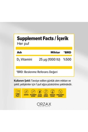 Ocean Vitamin D3 1000 IU Oral Sprey 20 ml Hakiki Zeytinyağı Yapay Aroma İçermez