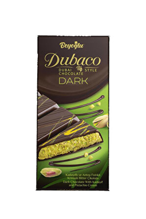 Beyoğlu Dubaco Dark Çıtır Kadayıflı Ve Antep Fıstık Kremalı Bitter Çikolata 200 Gr.
