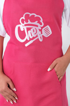Unisex Master Chef Ayar Askılı Mutfak Önlüğü Pembe-60 x 80