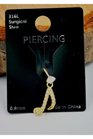 Çelik Zirkon Taşlı Piercing