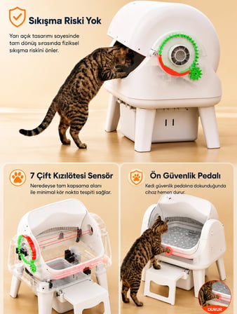 PetPivot AutoScooper 12 Sensörlü Otomatik Kedi Tuvaleti – Geniş Açık Tasarım ve Koku Kontrolü