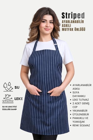 Striped Ayar Askılı Mutfak Önlüğü Barista Chef Şef Önlüğü Aşçı Önlüğü