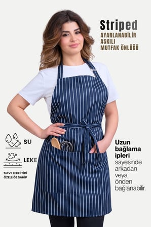 Striped Ayar Askılı Mutfak Önlüğü Barista Chef Şef Önlüğü Aşçı Önlüğü
