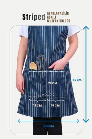 Striped Ayar Askılı Mutfak Önlüğü Barista Chef Şef Önlüğü Aşçı Önlüğü