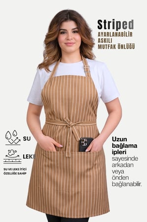 Striped Ayar Askılı Mutfak Önlüğü Barista Chef Şef Önlüğü Aşçı Önlüğü