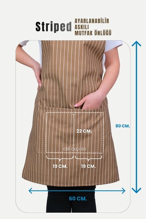 Striped Ayar Askılı Mutfak Önlüğü Barista Chef Şef Önlüğü Aşçı Önlüğü