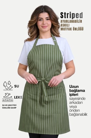 Striped Ayar Askılı Mutfak Önlüğü Barista Chef Şef Önlüğü Aşçı Önlüğü