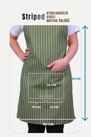 Striped Ayar Askılı Mutfak Önlüğü Barista Chef Şef Önlüğü Aşçı Önlüğü