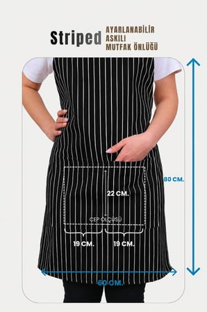 Striped Ayar Askılı Mutfak Önlüğü Barista Chef Şef Önlüğü Aşçı Önlüğü