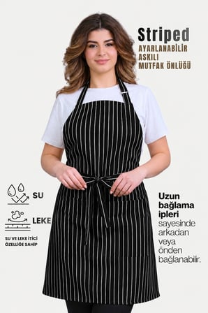 Striped Ayar Askılı Mutfak Önlüğü Barista Chef Şef Önlüğü Aşçı Önlüğü