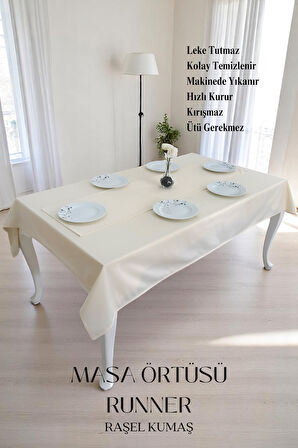 Smooth Set Masa Örtüsü ve Runner Seti Sofra Bezi Çeyiz Seti (Masa örtüsü ve Runner) 