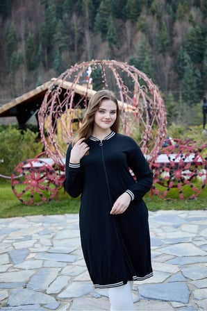 Kadın Kristal Kumaş Fermuarlı Giy-Çık Kap 105 cm Spor Şık Tesettür Kap