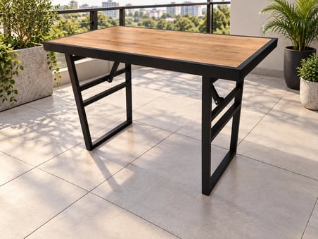 METAL ÇERÇEVELİ SUNTALAM SİYAH AYAK İP DETAY BAHÇE MOBİLYASI MASASI SEHPASI 93x55cm
