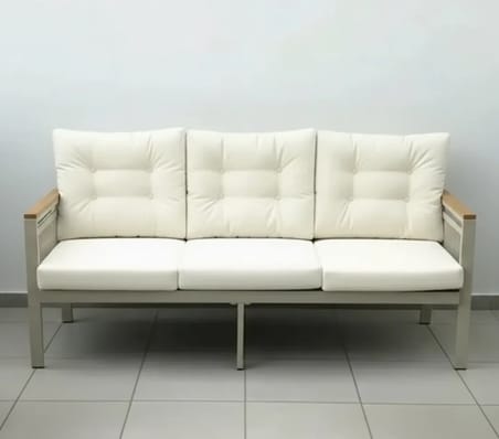 OPAL 3lü (KREM) Metal Gövde Balkon-bahçe-kafe,çay Seti,koltuk Takımı,oturma Grubu,ofis Koltuğu