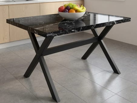 SUNTALAM X METAL AYAK BAHÇE MOBİLYASI MASA 70x110cm MERMER DESEN