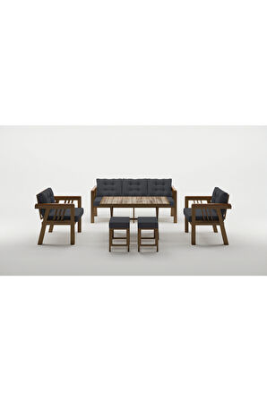 Elmas 3+1+1 + Masa + 2 (ANTRASİT)Puf Balkon-bahçe-kafe,çay Seti,koltuk Takımı,oturma Grubu,ofis Koltuğu