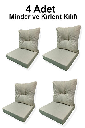 4 Adet Bahçe Balkon Mobilyası Minderi Kılıfı (4 ADET MİNDER, 4 ADET KIRLENT Yanlızca Kılıf Gönderilecektir)