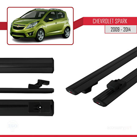 Chevrolet Spark (M300) 2009-2014 Arası ile Uyumlu BASIC Model Ara Atkı Tavan Barı Siyah 2 Adet