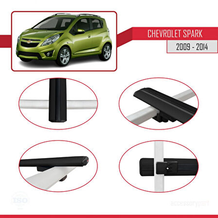 Chevrolet Spark (M300) 2009-2014 Arası ile Uyumlu BASIC Model Ara Atkı Tavan Barı Siyah 2 Adet