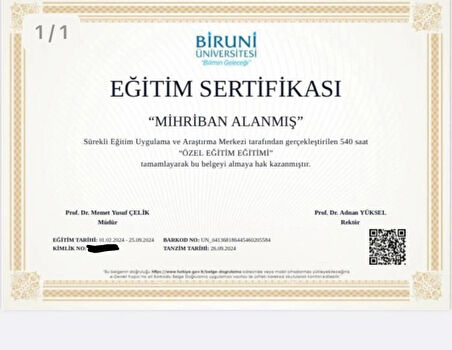 540 SAATLİK ÖZEL EĞİTİM EĞİTİMİ