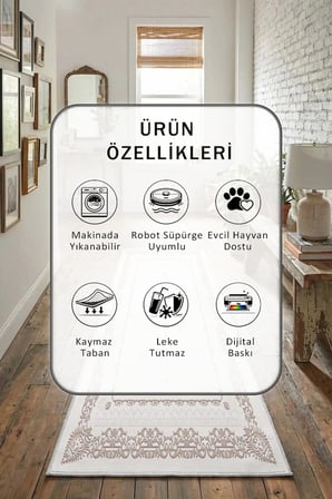 Zümre Vizon Salon Mutfak Yatak Odası Dijital Baskı Yolluk Halı Açık Gri