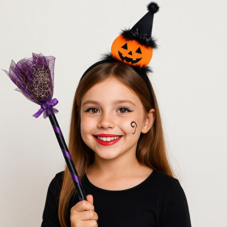 Halloween Cadılar B Taç Bal Kabağı Ponponlu Şapkal