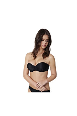 Kadın Sırtı Şeffaf Dolgusuz Straplez Sütyen Siyah