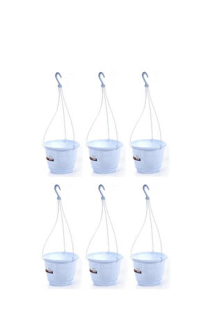 Omnipazar SO-SM01 Safir Makrome Askılı Balkon Saksı 1,7 lt Beyaz 6 Adet
