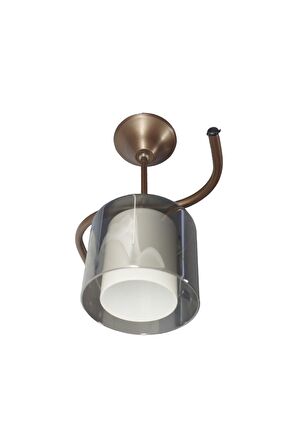 Fuji Bronz Tekli Füme + Beyaz Camlı Avize | Kaliteli Modern Metal Avize