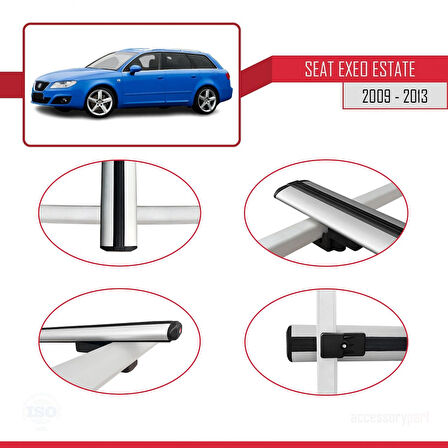 Seat Exeo (3R9) ST 2009-2013 Arası ile Uyumlu BASIC Model Ara Atkı Tavan Barı Gri 2 Adet